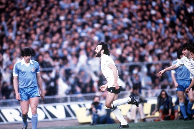 Spurs would go on to win the FA Cup in the season they were knocked out of the League Cup by West Ham. Ricky Villa is pictured here celebrating a goal in the final against Man City