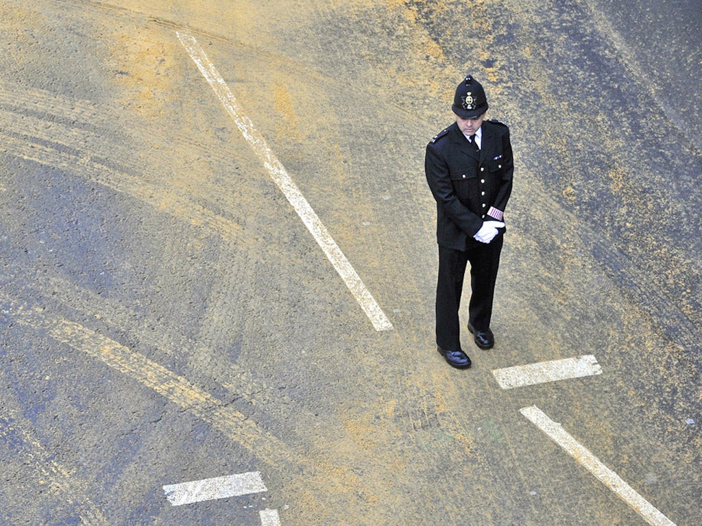 A policeman’s lot: many police officers see the Government’s programme of cuts as inextricable from the criticism they have faced