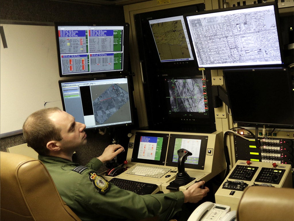 The cockpit from which the RAF Reaper UAS is controlled