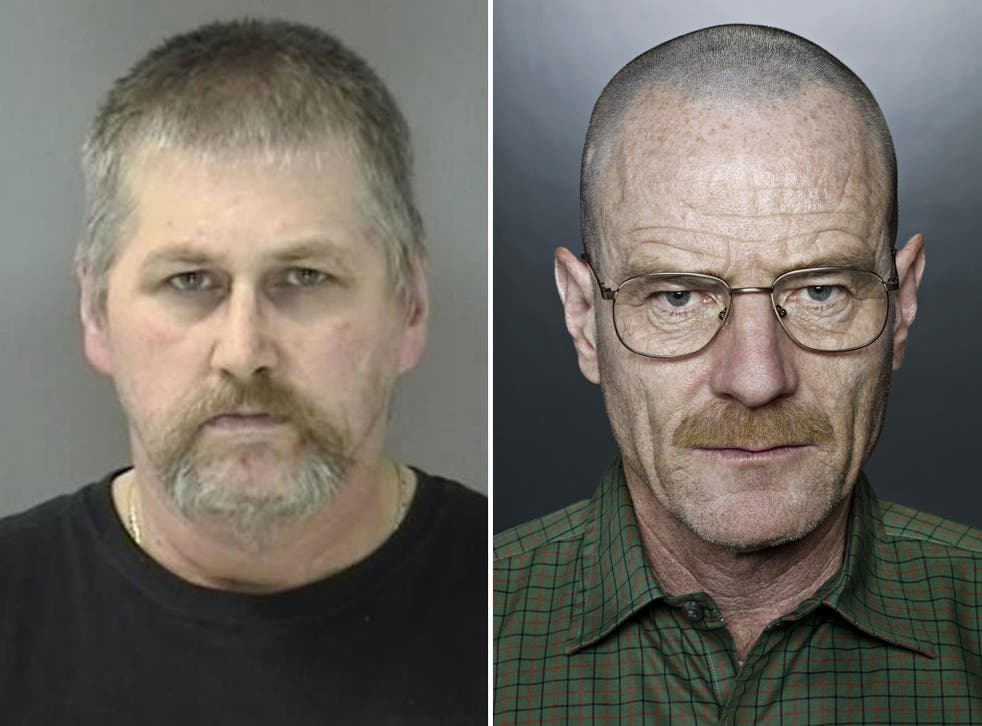The real Breaking Bad?: A 53-year-old US meth dealer named Walter White (left) has been jailed for drugs and firearms offences. Bryan Cranston (right) played the fictional Mr White in the hit TV series