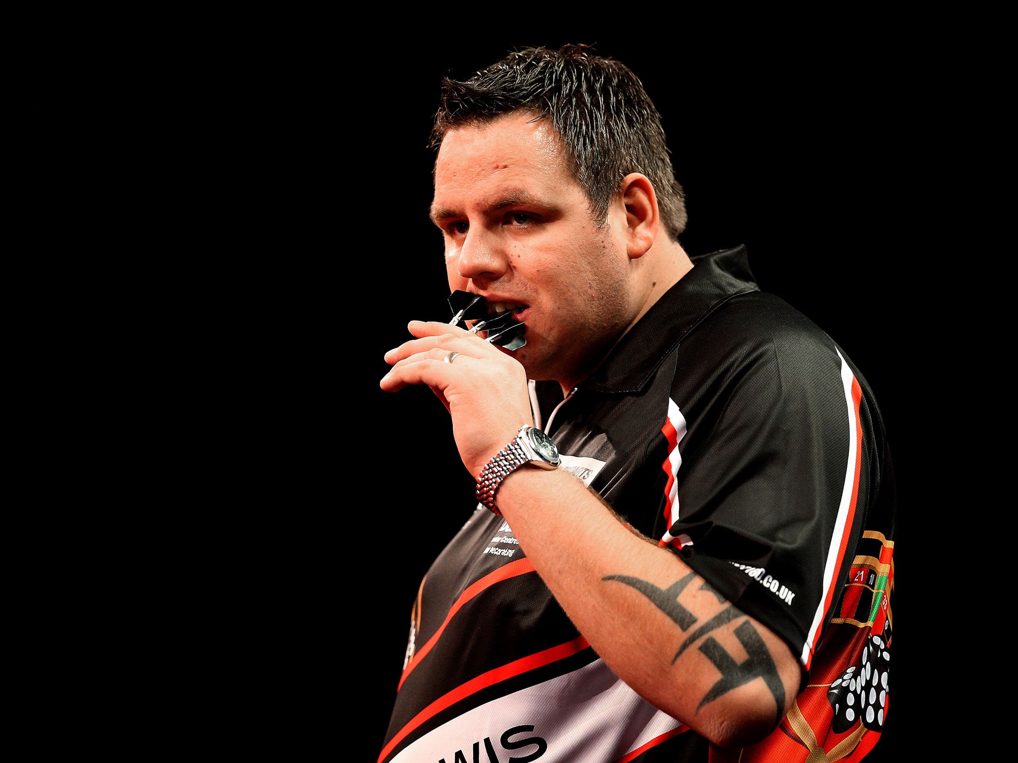 Adrian Lewis in action at the Darts World Championships