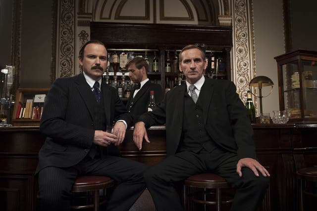 Bar humbug: Rory Kinnear as Lord Lucan and Christopher Eccleston as John Aspinall in ITV’s ‘Lucan’ 
