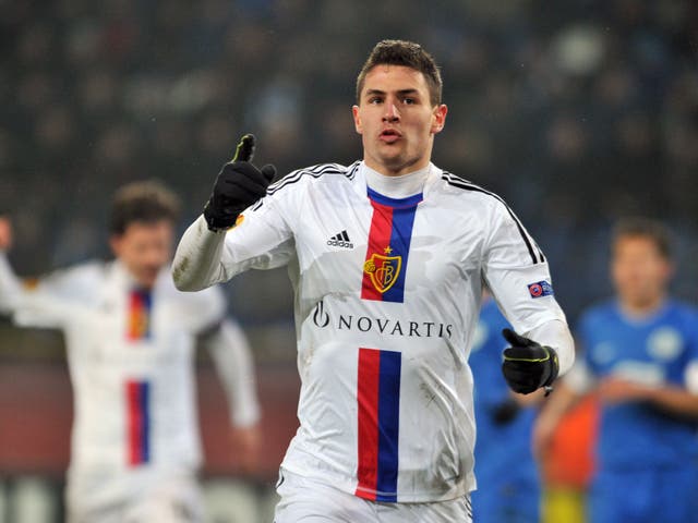 Fabian Schar of Basel celebrates after scoring