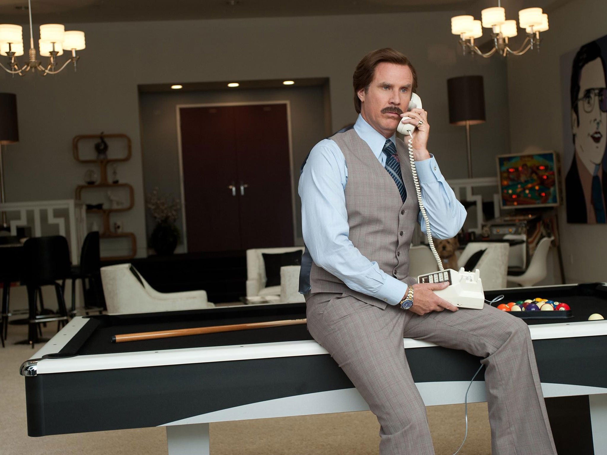 Fool cue: Will Ferrell as Ron Burgundy in 'Anchorman 2: The Legend Continues'