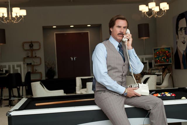 Fool cue: Will Ferrell as Ron Burgundy in 'Anchorman 2: The Legend Continues'