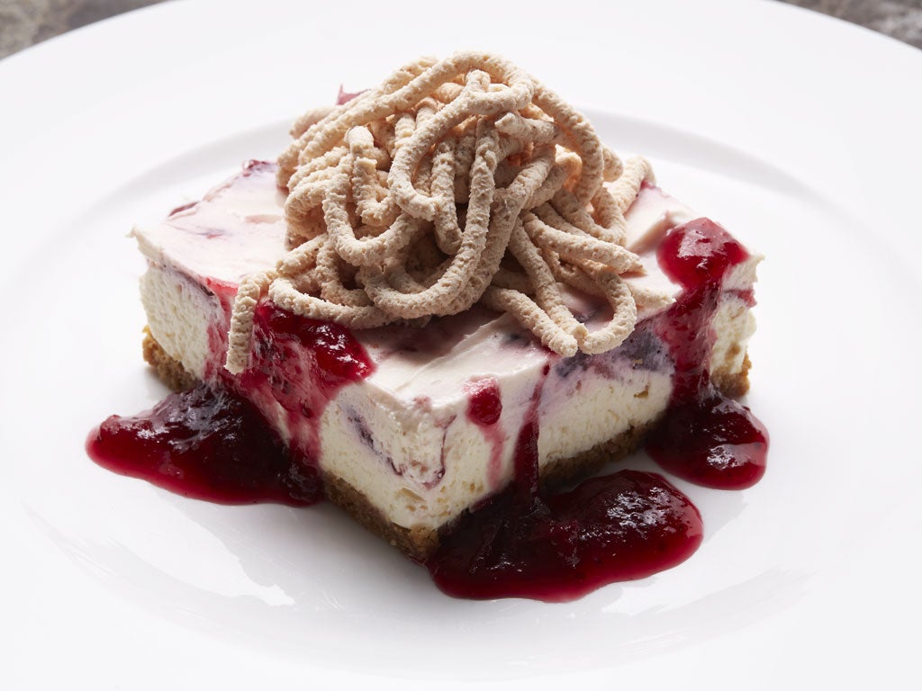 Cranberry and chestnut cheesecake