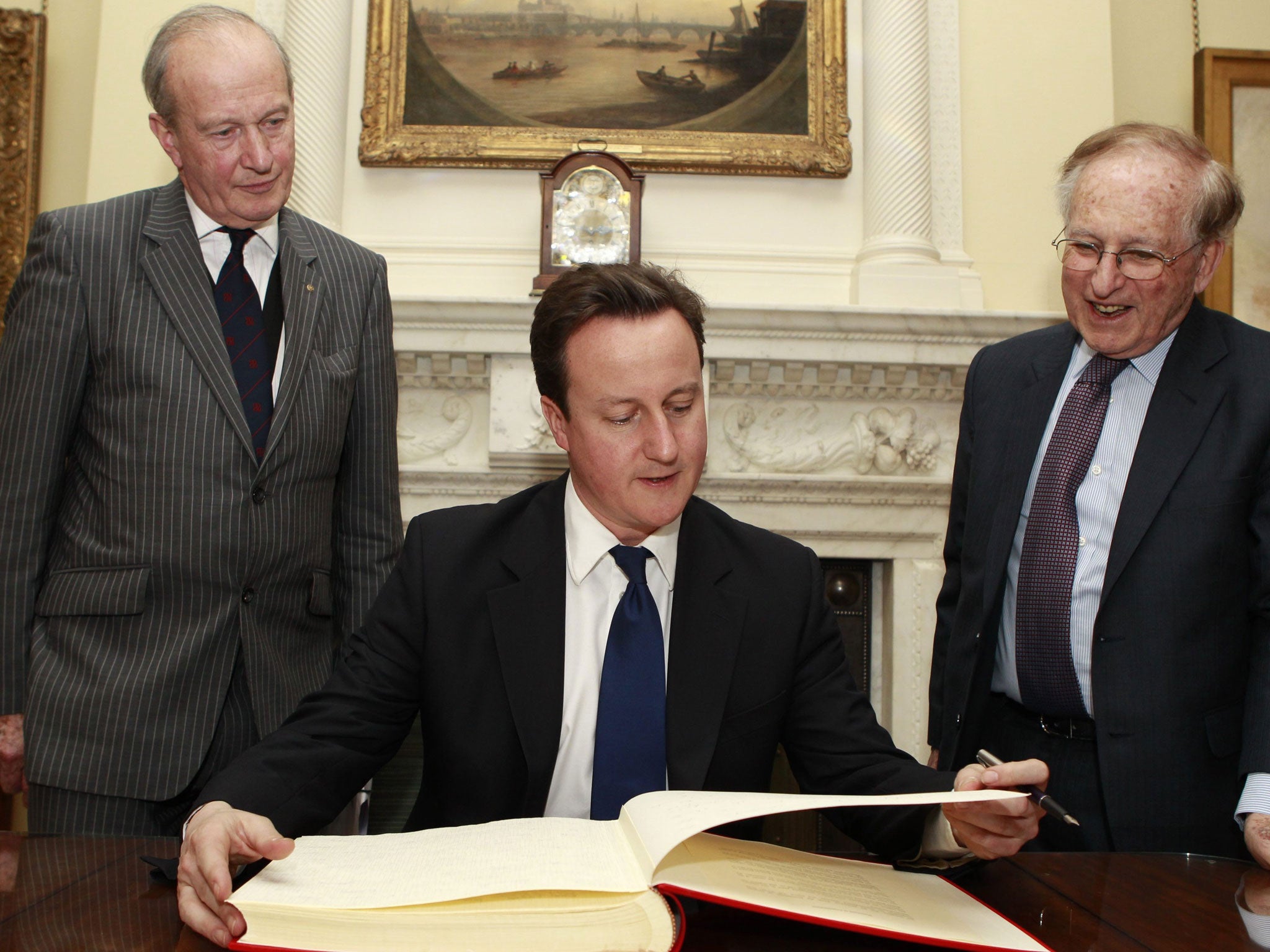 The Prime Minister in 2011 with Greville Janner to his right