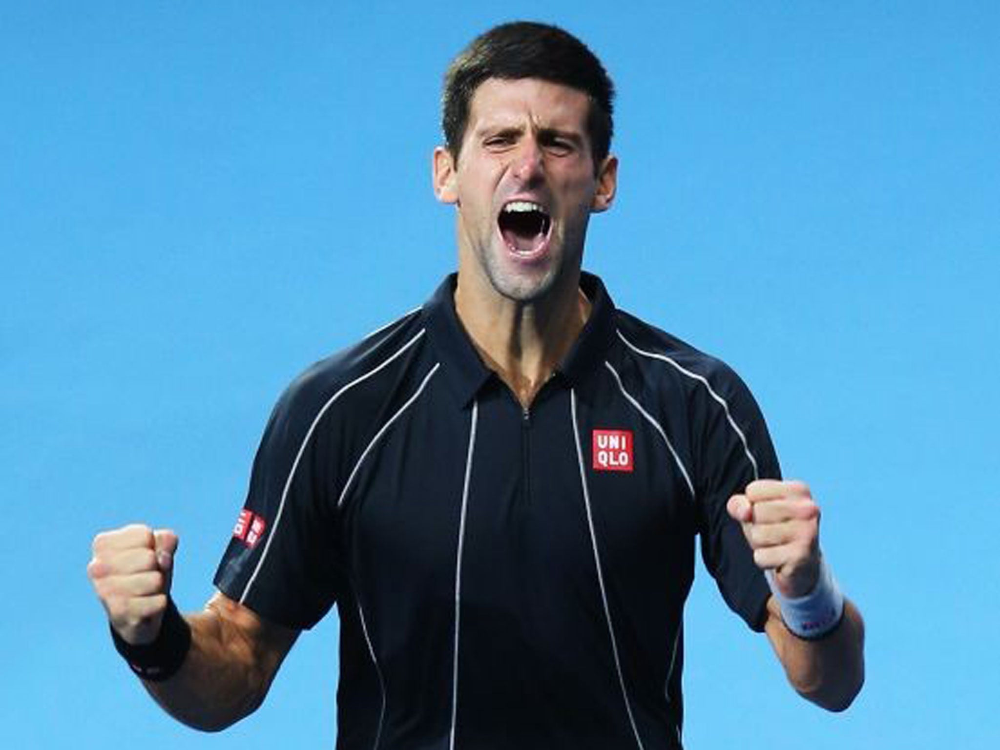 Novak Djokovic celebrates victory in his men's singles final match against Rafael Nada