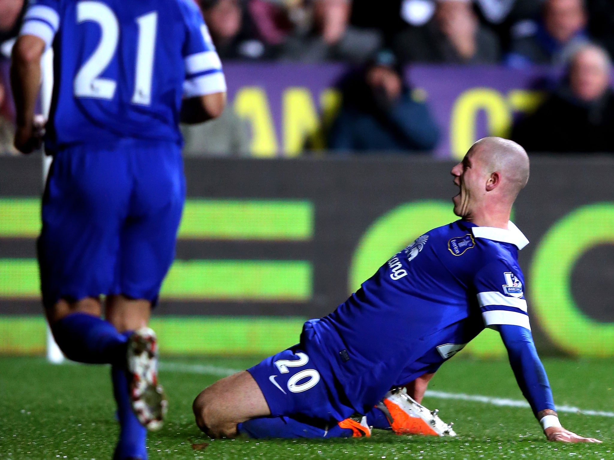 Ross Barkley of Everton celebrates after scoring his team's second goal