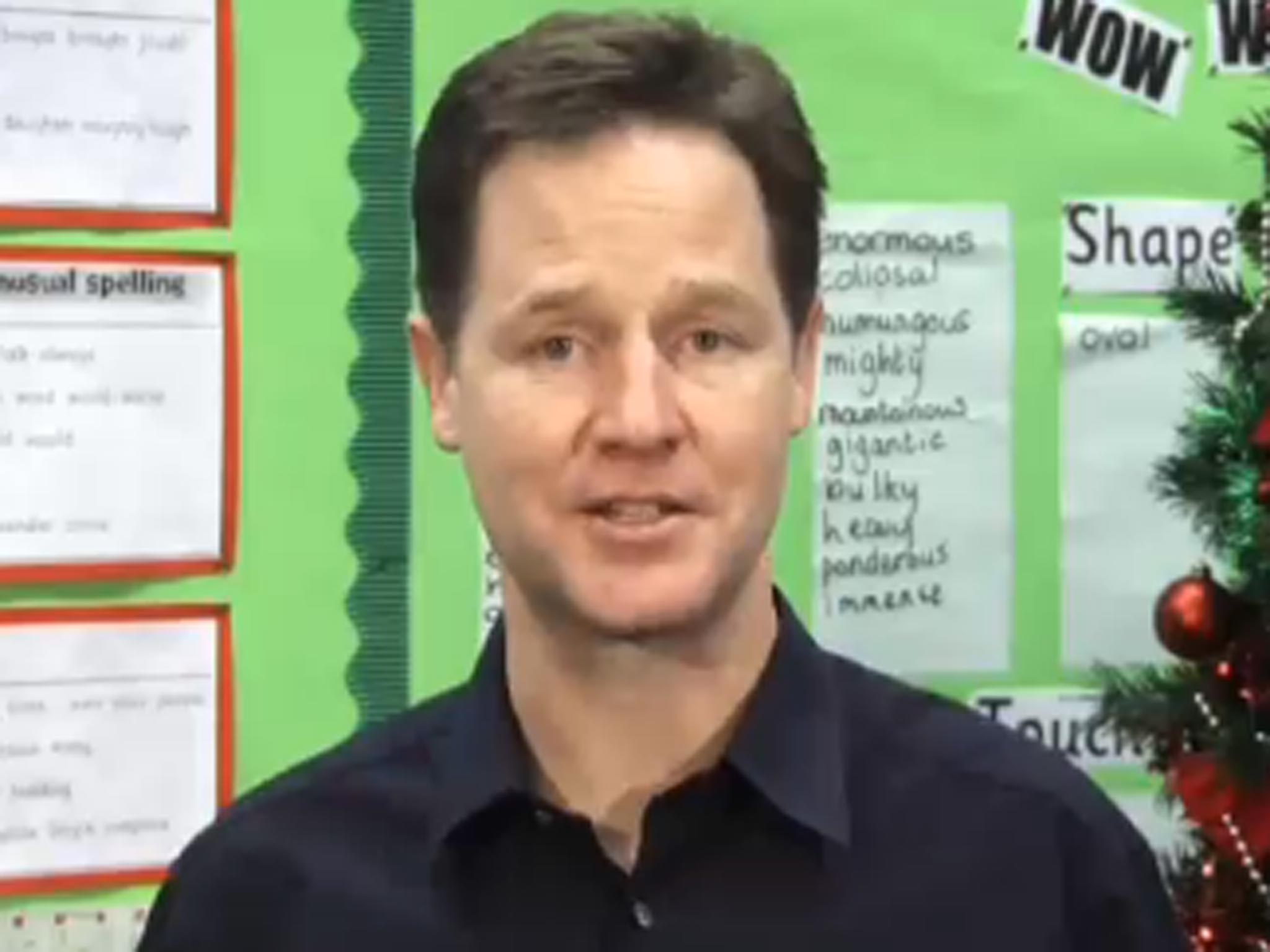 Nick Clegg posted a Christmas message championing the work of volunteers over the festive period