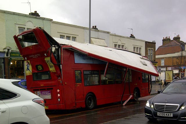A London bus crashed into a bridge near Norbiton station