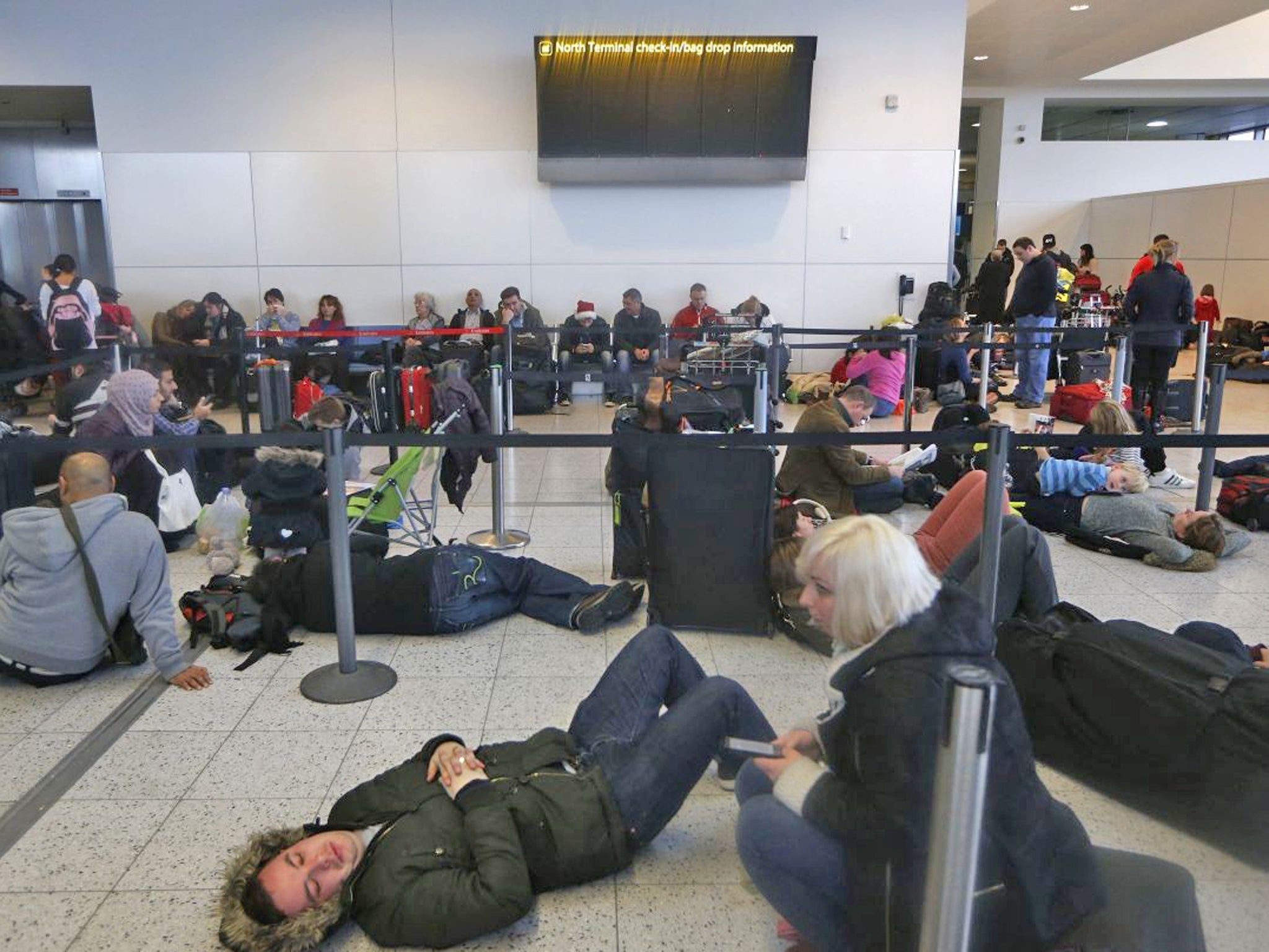 Many flights were cancelled at Gatwick on Christmas Eve last year after a power outage caused by flooding