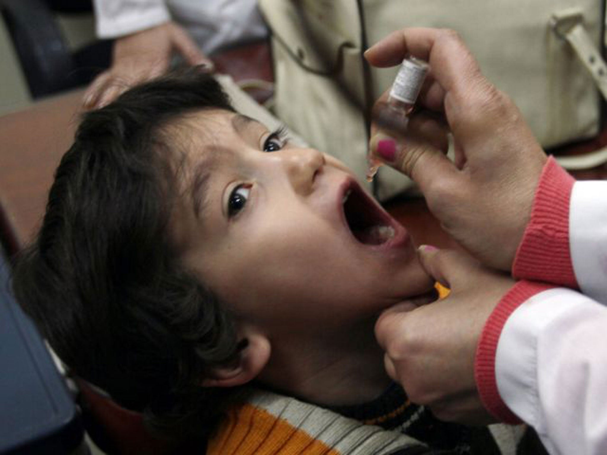 A child immunised against Polio in Syria, which recorded its first case of the virus since 1999 in the past year