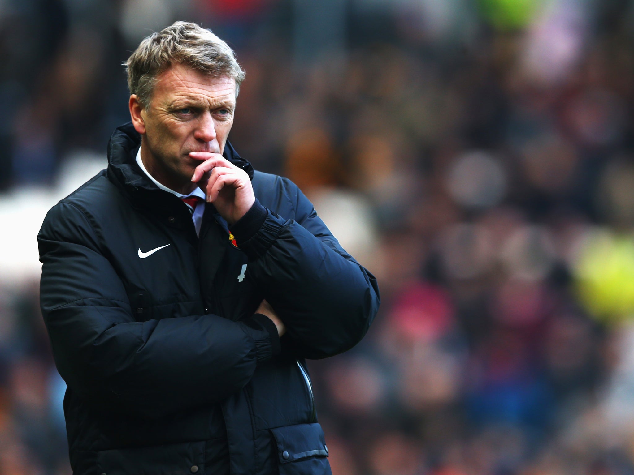David Moyes looks on during his Manchester United side's victory over Hull City