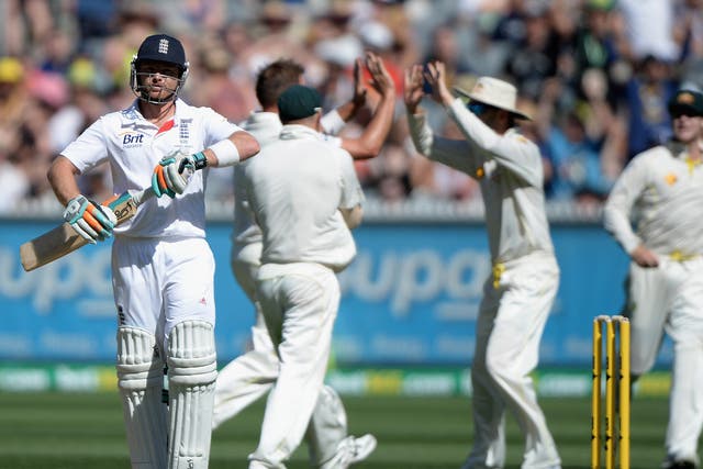 Ian Bell walks off at the MCG after the England batsman is dismissed in the Fourth Ashes Test