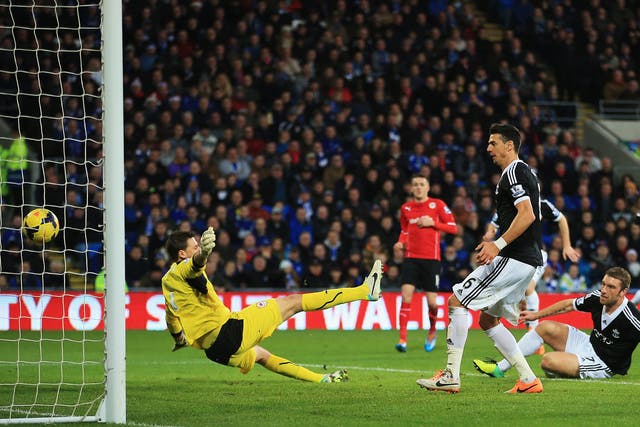 Rickie Lambert scores Southampton's third against Cardiff City