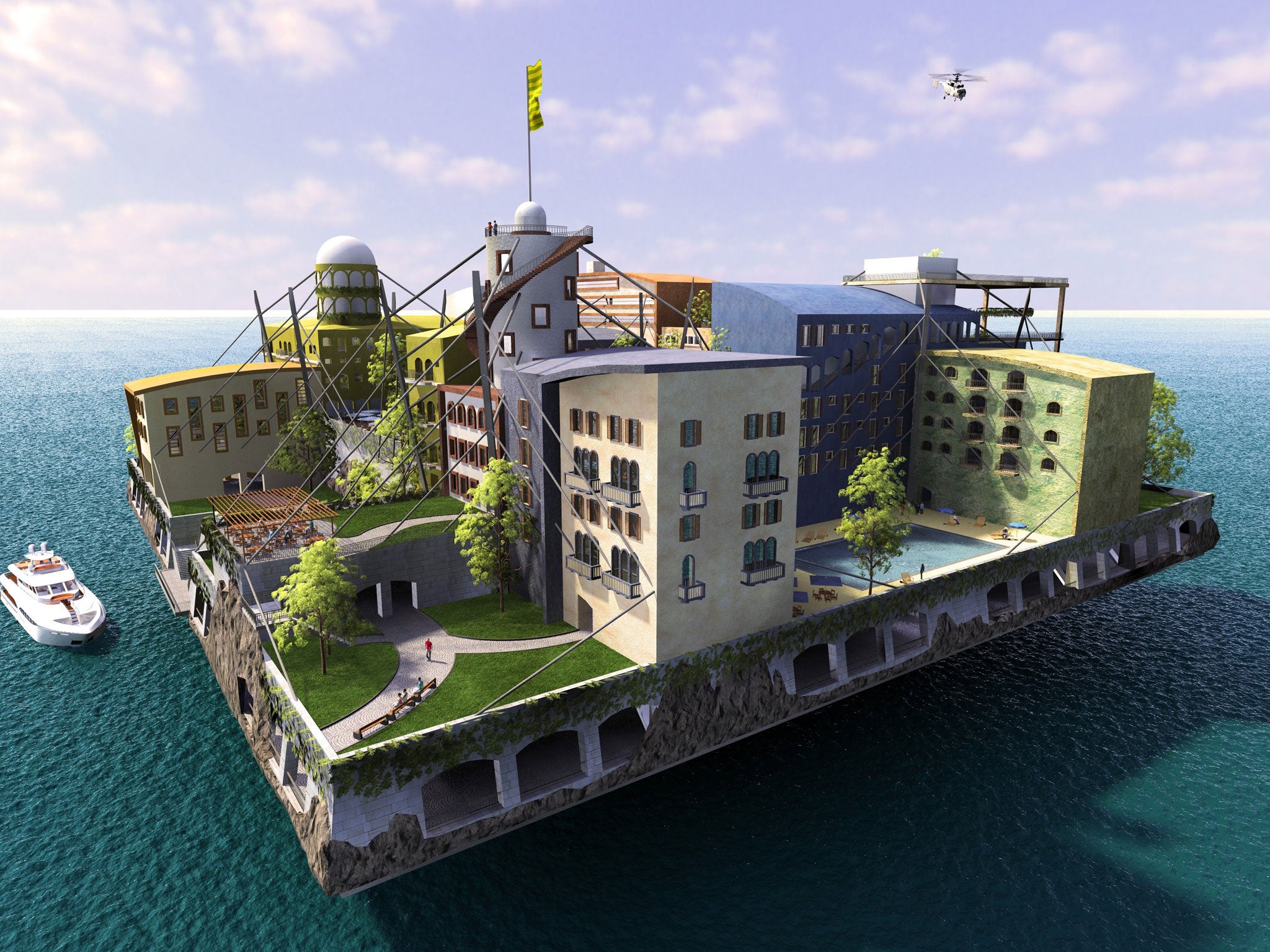 The Swimming City by Andras Gyorfi, the winning entry in a Seasteading Institute design contest
