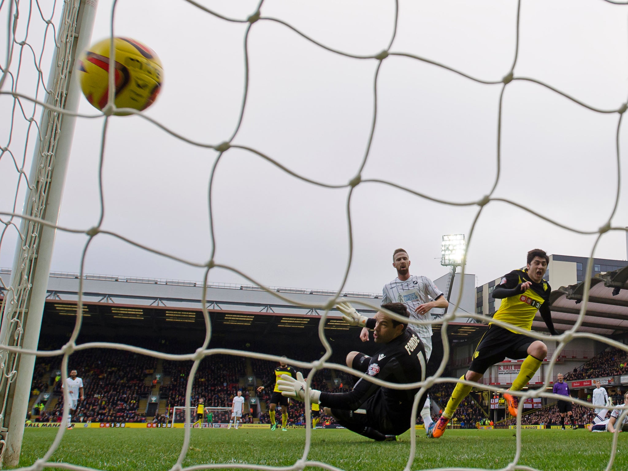 Fernando Forestieri scores for Watford in their 4-0 win over Millwall