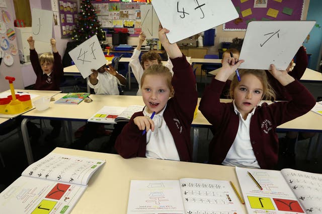 Youngsters display characters at RJ Mitchell Primary in London