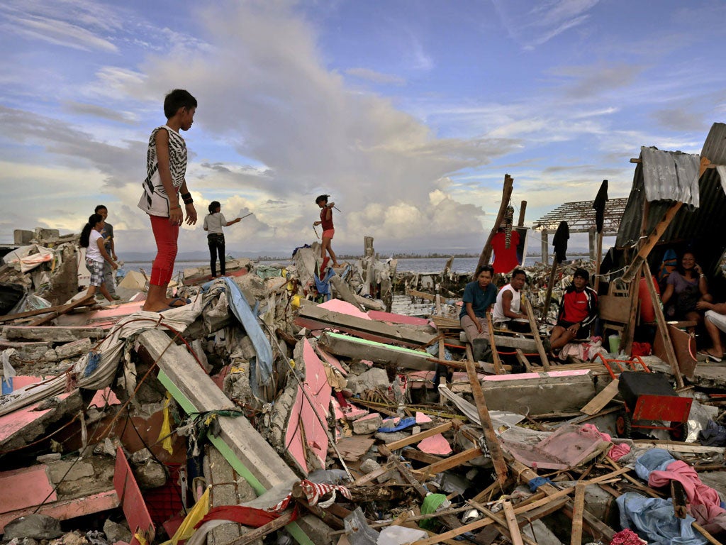 The aftermath of Typhoon Haiyan at Tacloban, in the Philippines