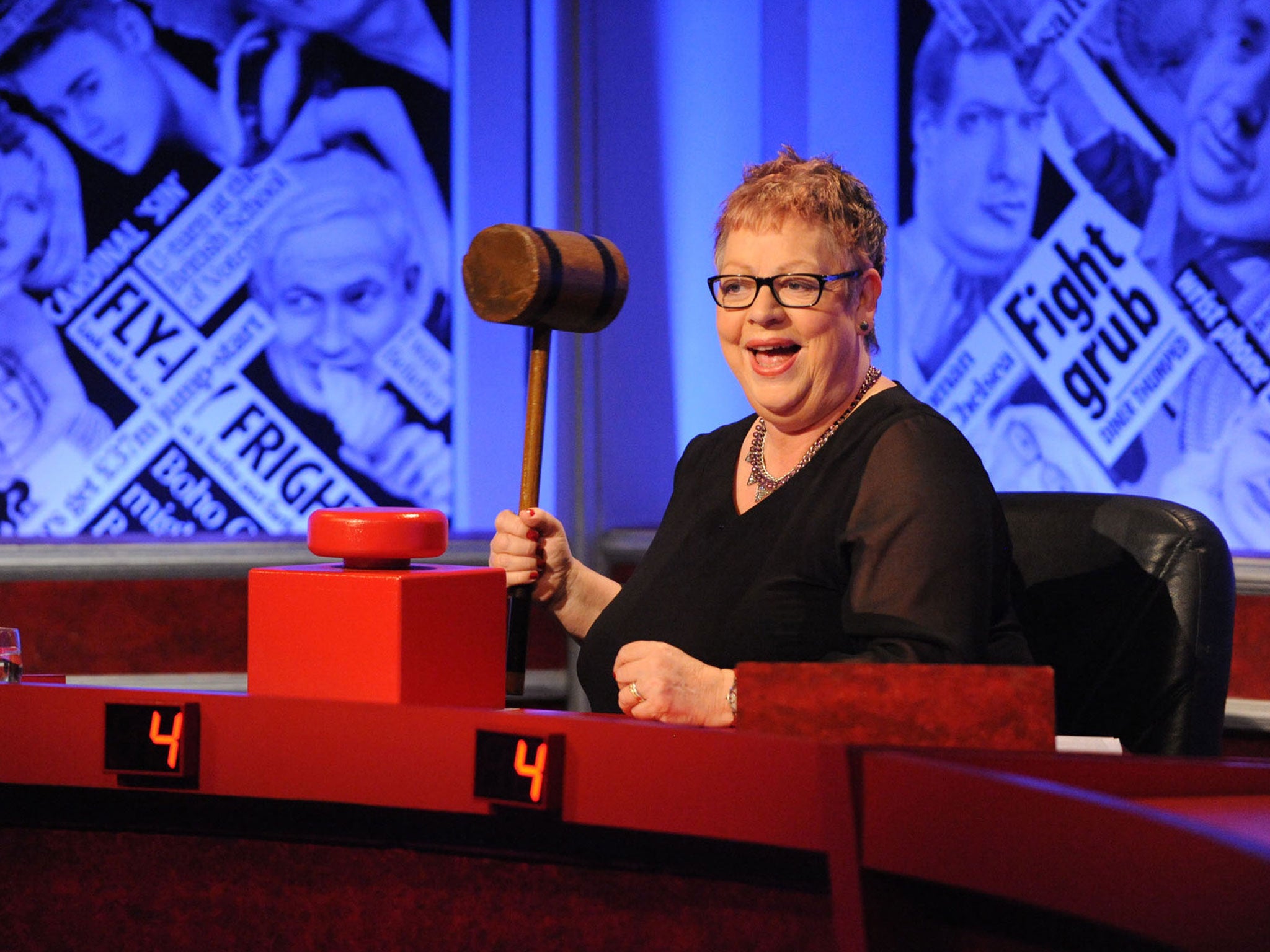 Comedian Jo Brand on Have I Got News For You, which former Home Secretary David Blunkett thinks should face tougher libel scrutiny