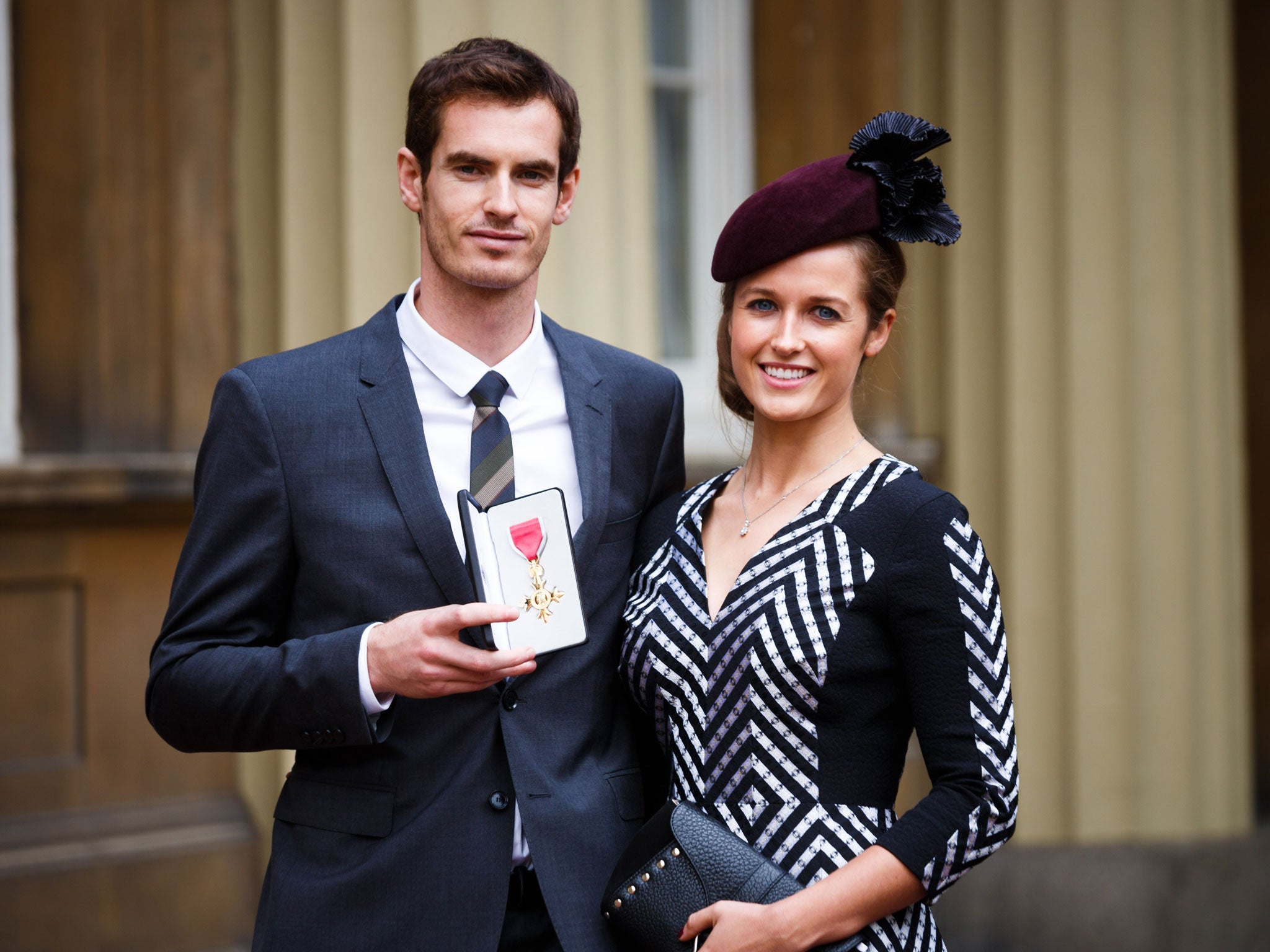 Andy Murray with partner Kim Sears at Buckingham Palace after being made an OBE in October