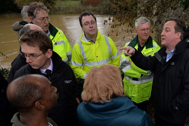 David Cameron with residents in Yalding, Kent