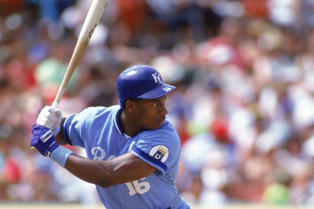 Bo Jackson of the Kansas City Royals stands ready at the plate during a game against the Oakland Athletics at Oakland-Alameda County Coliseum in 1990