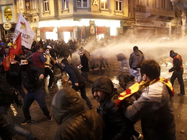 At least 31 people including three lawyers were arrested in clashes between protesters, who chanted 'Catch the thief', and the police in Istanbul 