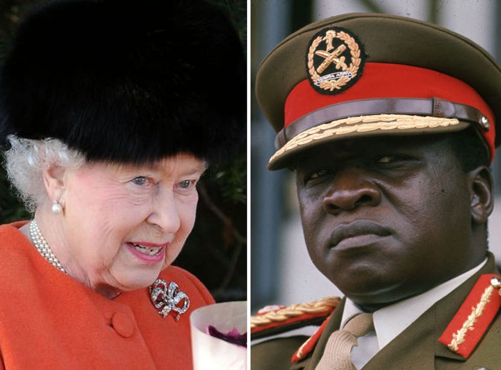 The Queen, pictured here after this year's Christmas Day church service, 'plotted to hit Idi Amin with a sword' if he 'gatecrashed' her Silver Jubilee celebrations