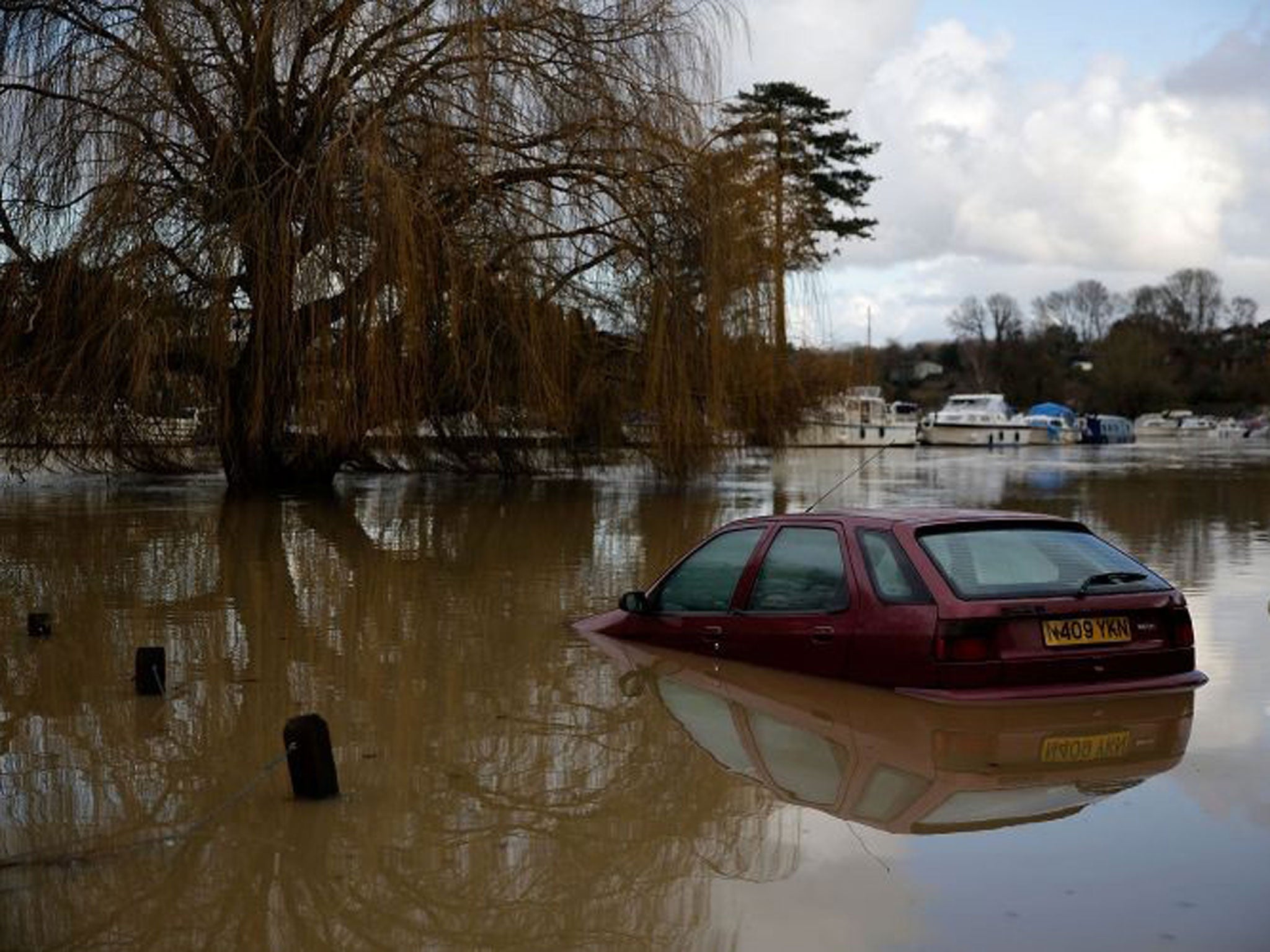 Extreme: a car lies abandoned in Tovil, Kent