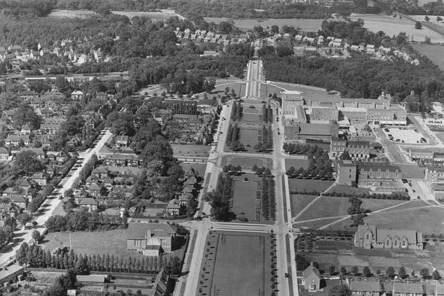 An aerial view of Welwyn Garden City, Hertfordshire, circa 1960 - According to the Financial Times the Prime Ministe has dropped his support to build a new generation of garden cities