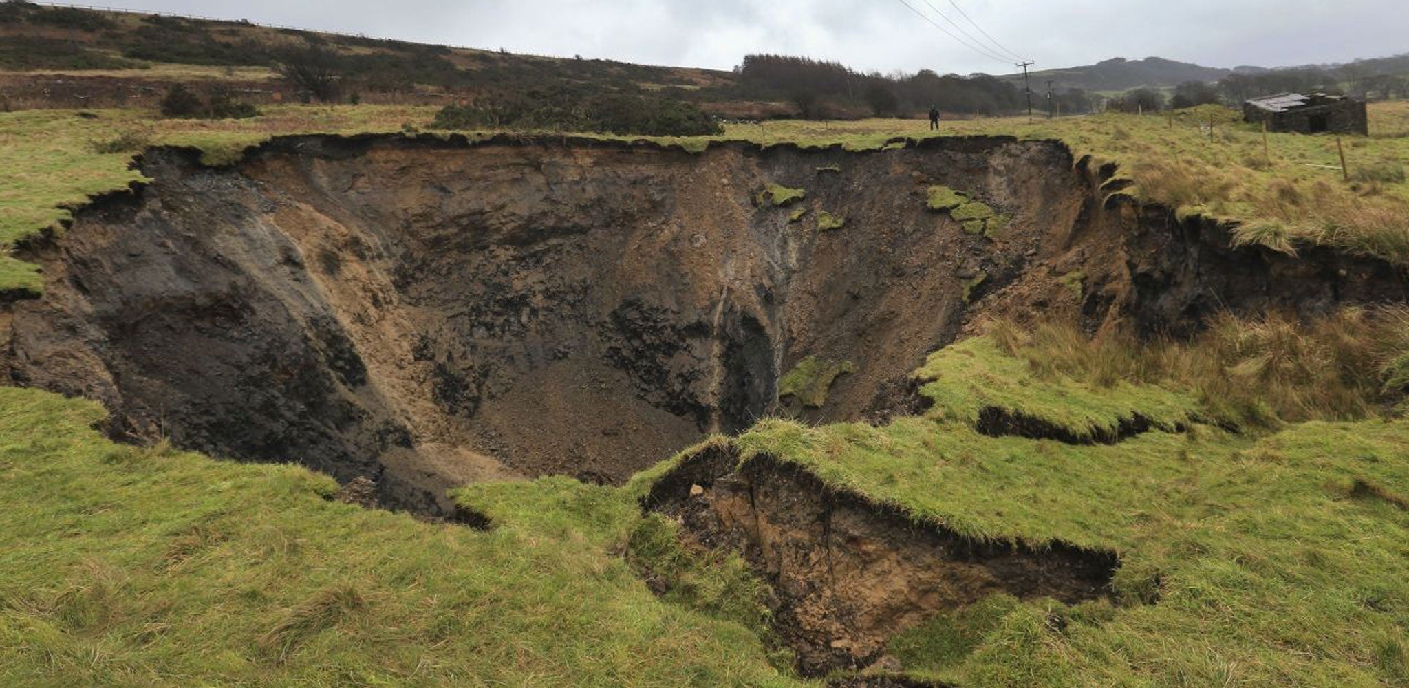 A giant sink hole has opened in Derbyshire