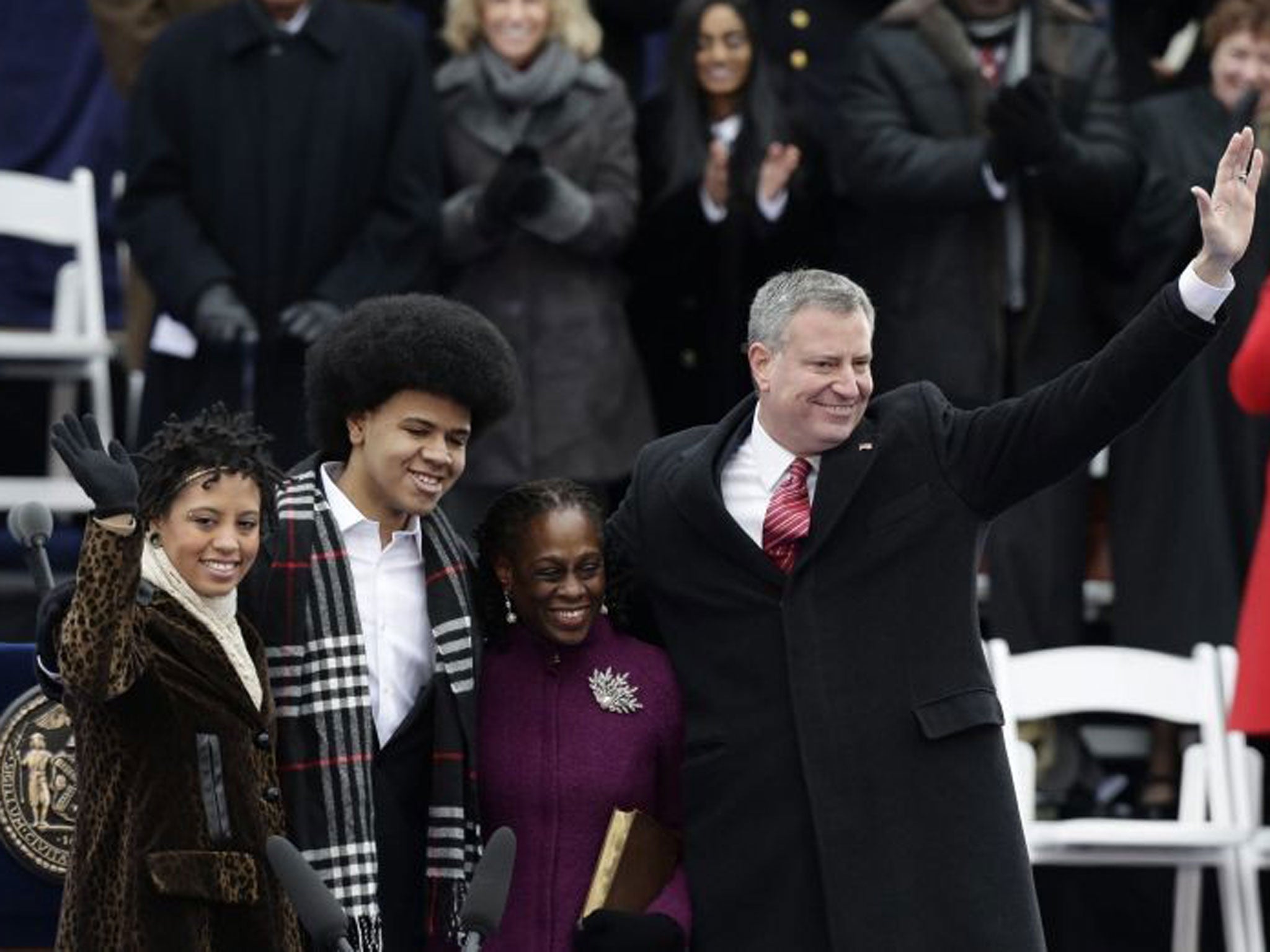 Bill de Blasio and his family at his inauguration as mayor