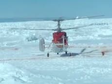 Ice-bound passengers rescued from Antarctic: Helicopter picks up all