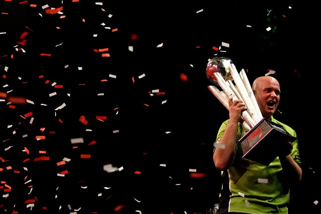 Michael van Gerwen celebrates his victory in the PDC Darts World Championship final