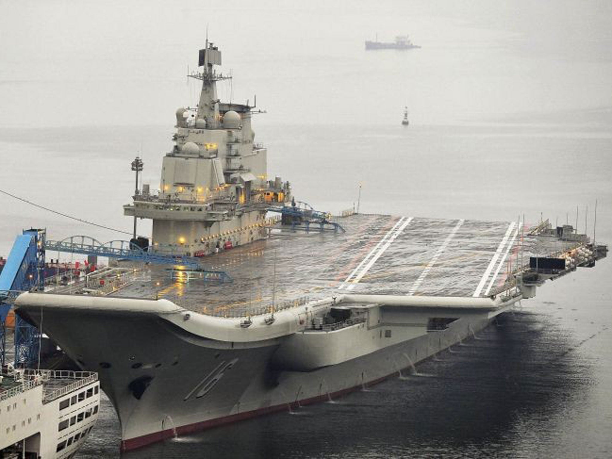 The Liaoning docked at Dalian Port in December 2013