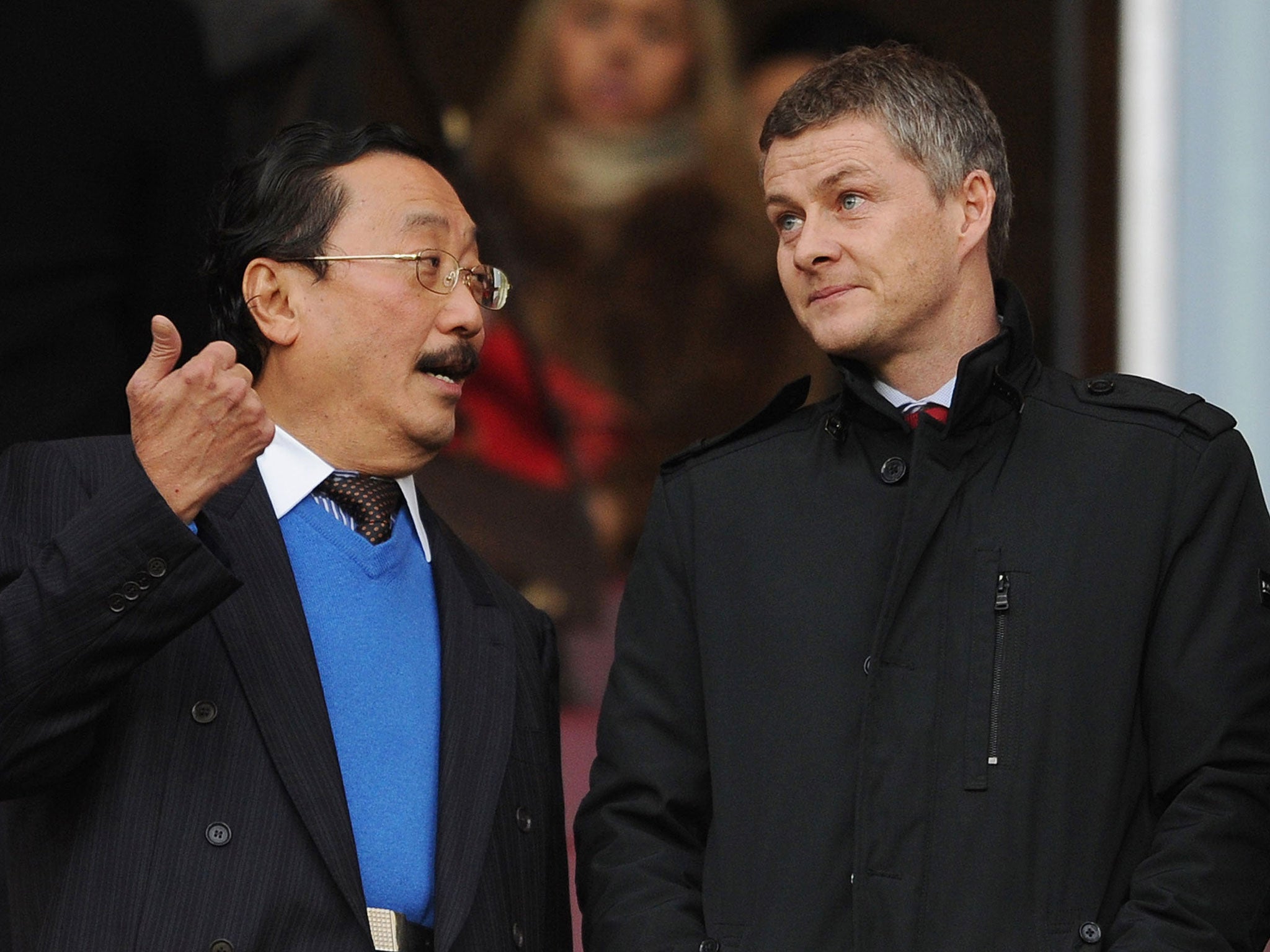 Ole Gunnar Solskjaer (right) and Cardiff City owner Vincent Tan