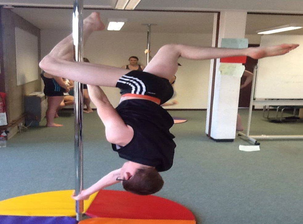 Will Shillibier ably demonstrates that pole fitness is not just for women