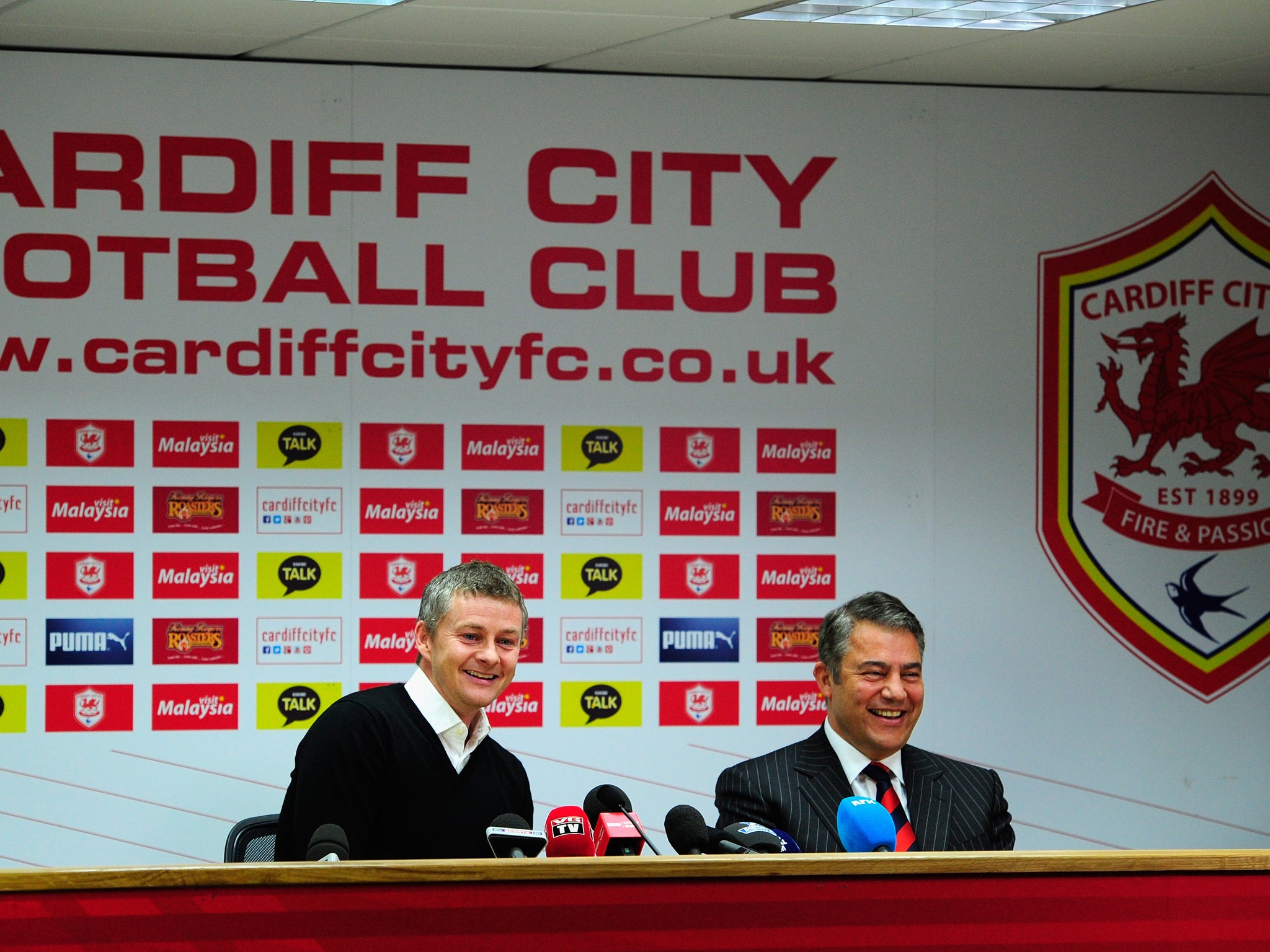 Ole Gunnar Solskjaer talks to the press following his appointment