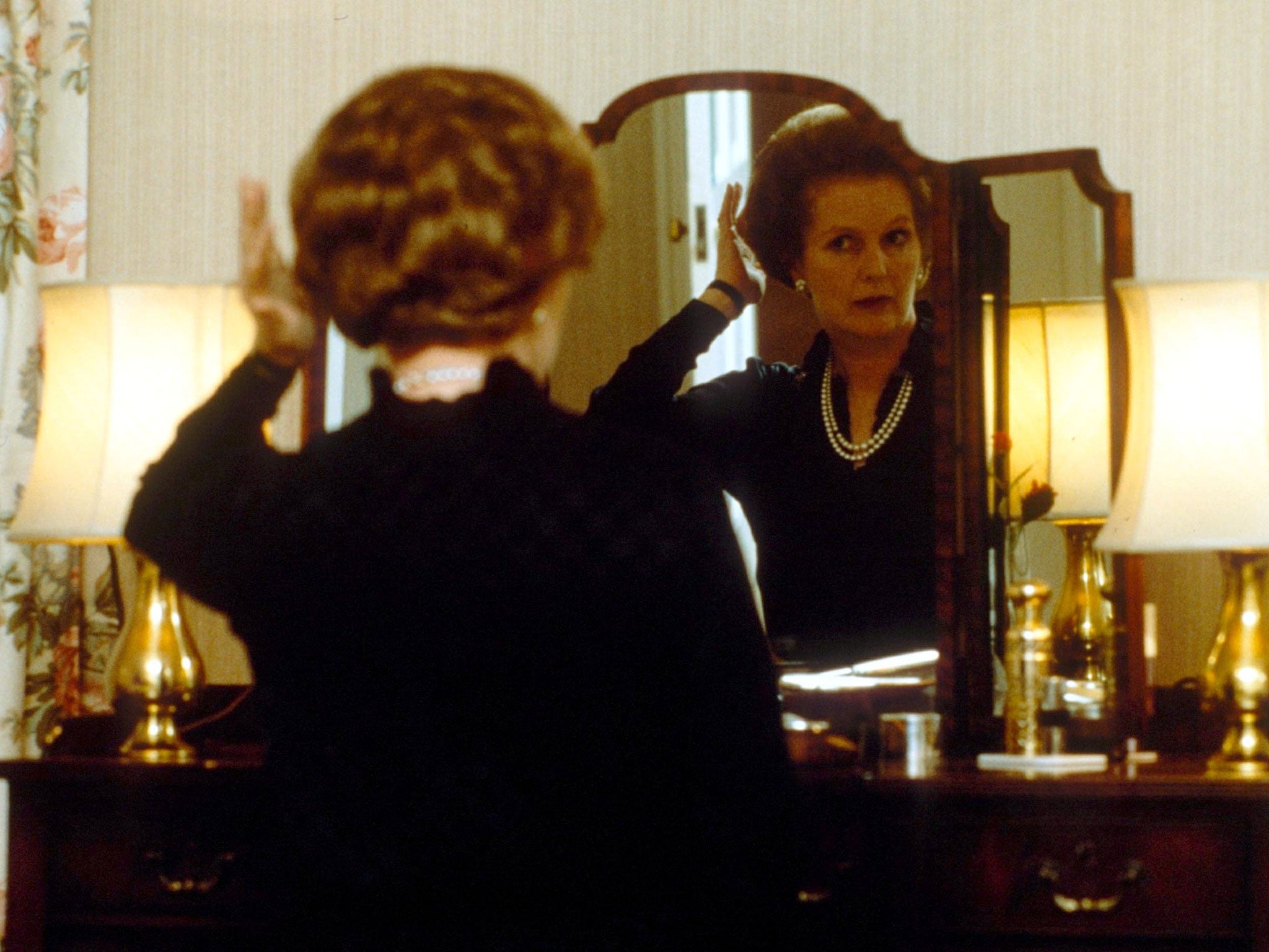 Margaret Thatcher at No. 10, checking her hair in the mirror - She has been voted by politicians of all parties as the most successful prime minister since the Second World War