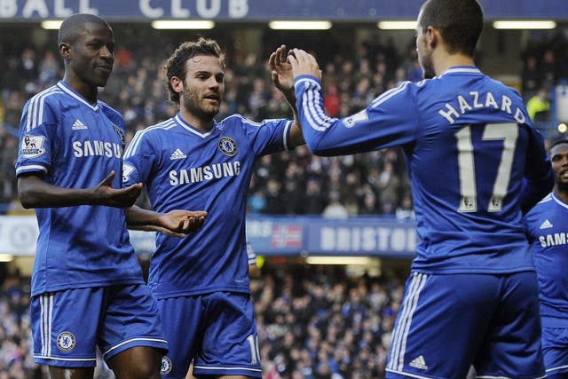 Juan Mata, second left, was Chelsea's player of the year twice in a row before the return of Jose Mourinho