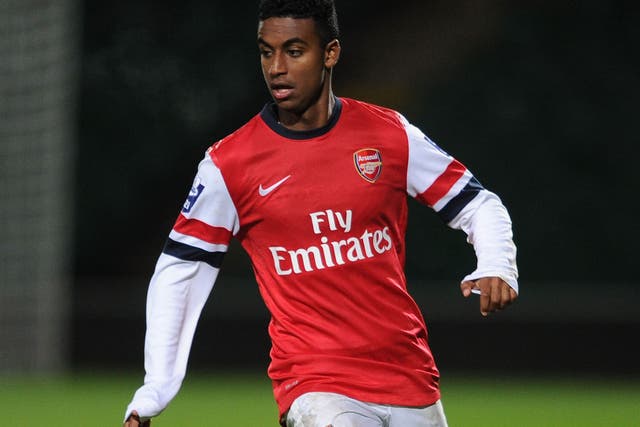 Gedion Zelalem makes a pass during Arsenal's U21 match against Norwich U21s at Carrow Road in November