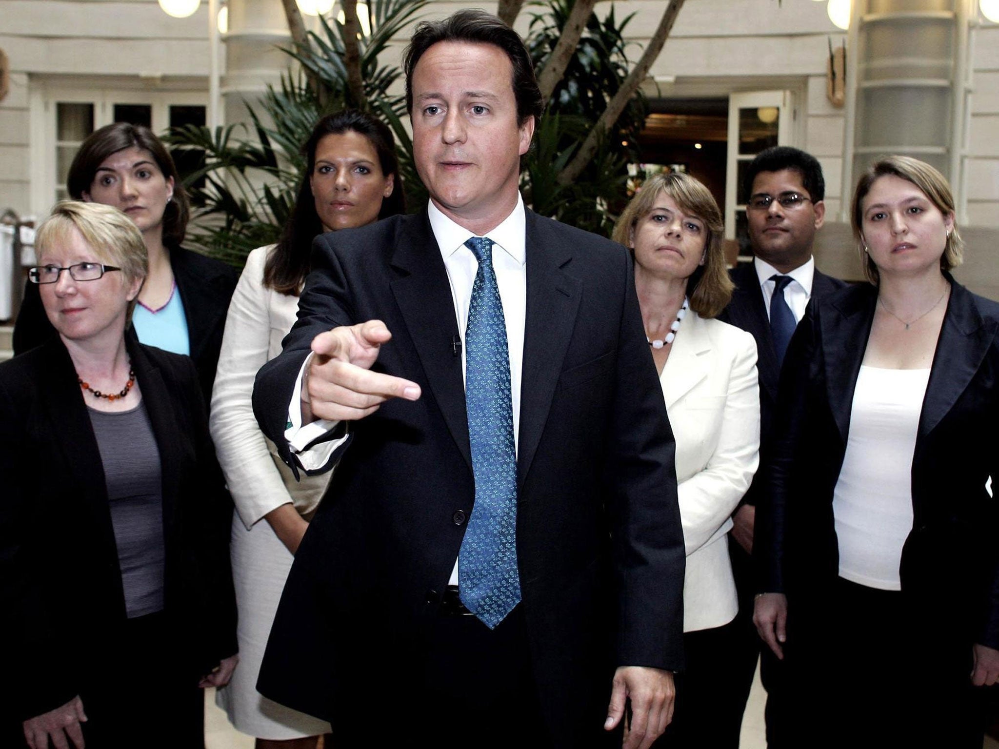 David Cameron in 2006, with candidates for the 2010 election, announcing a drive for more women to be selected