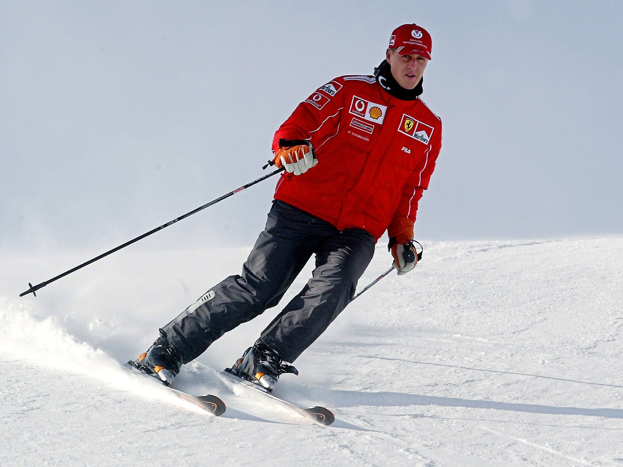 Michael Schumacher skiing in Madonna di Campiglio, Northern Italy, in 2004
