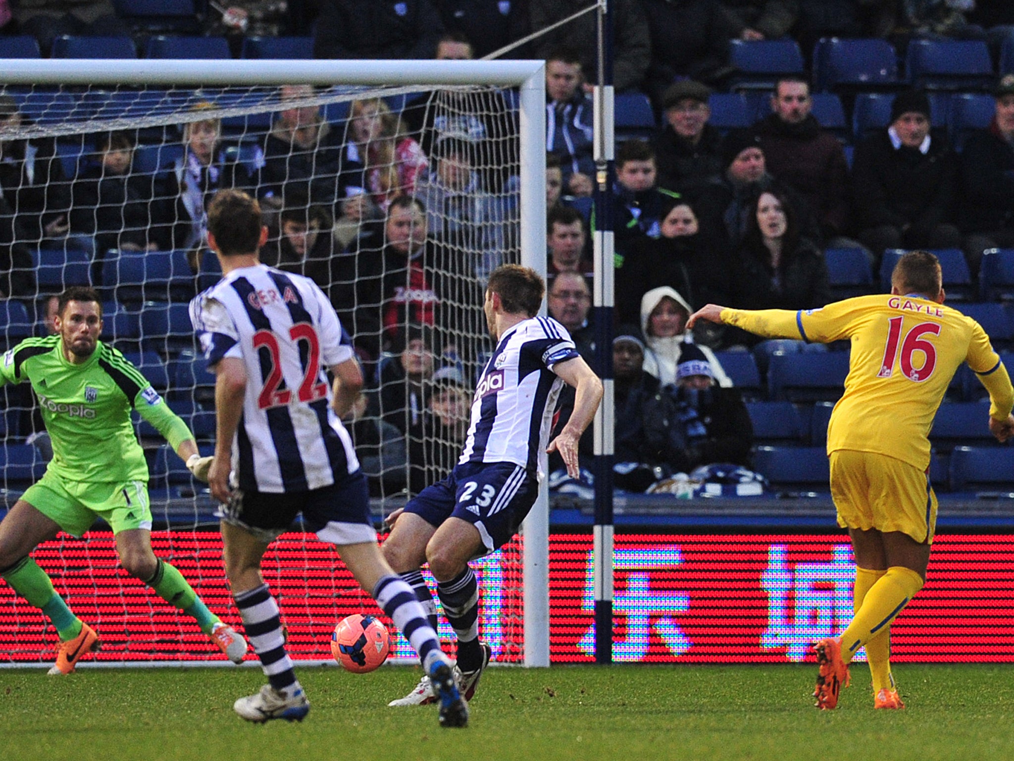 Dwight Gayle scores for Crystal Palace in their 2-0 win over West Brom