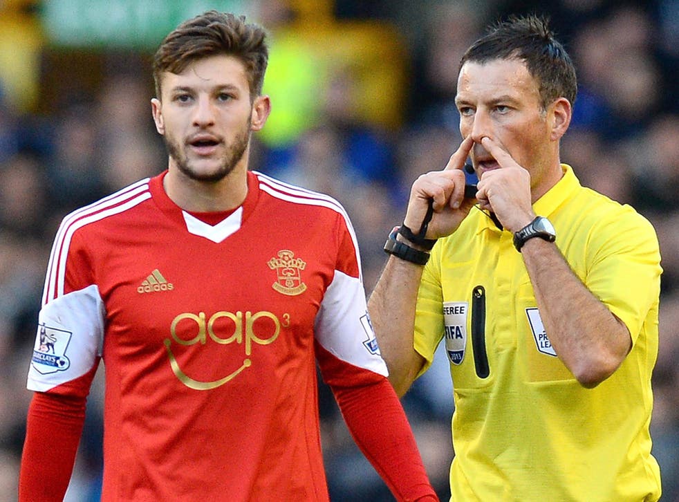 Mark Clattenburg, right, and Adam Lallana, left, the men at the centre of a farcical controversy