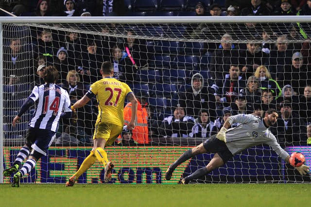 Julian Speroni makes a save during Crystal Palace's FA Cup win over West Brom
