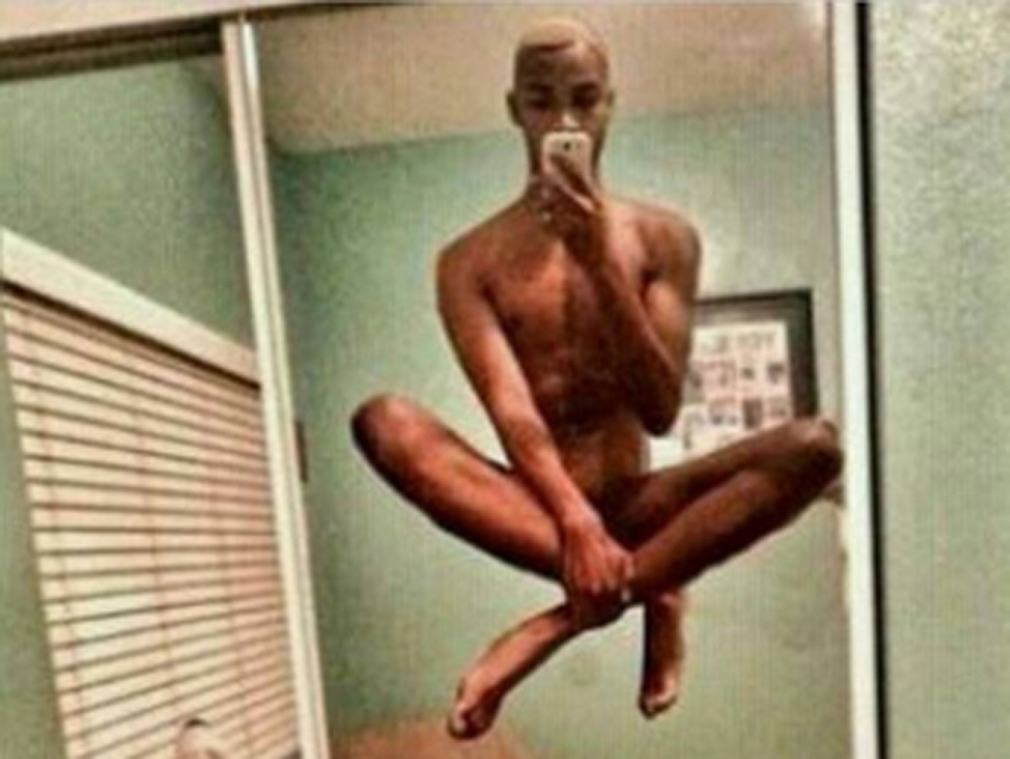 A man competes in the Selfie Olympics