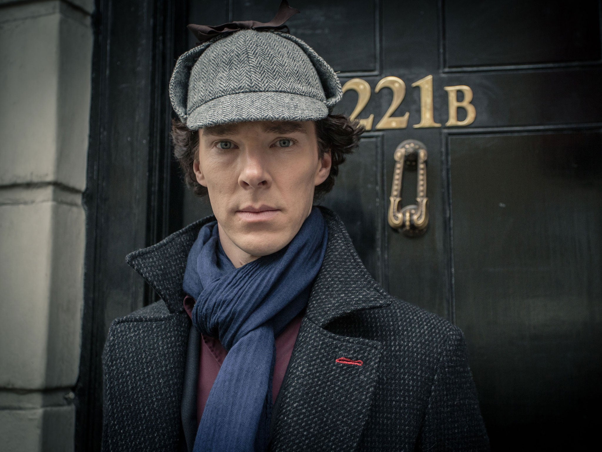 Sherlock Holmes portrayed by Benedict Cumberbatch in the BBC series